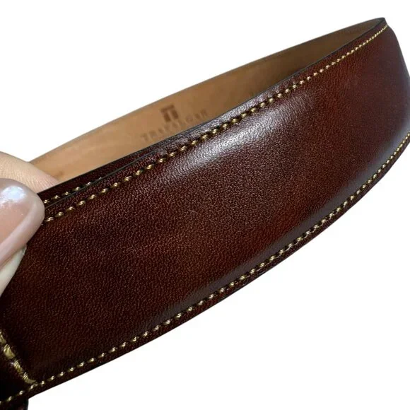 Trafalgar Brown Hand-Polished Cortina Leather Belt, 32/80 - Picture 3 of 11